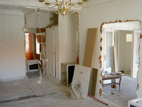 View towards kitchen after demolition